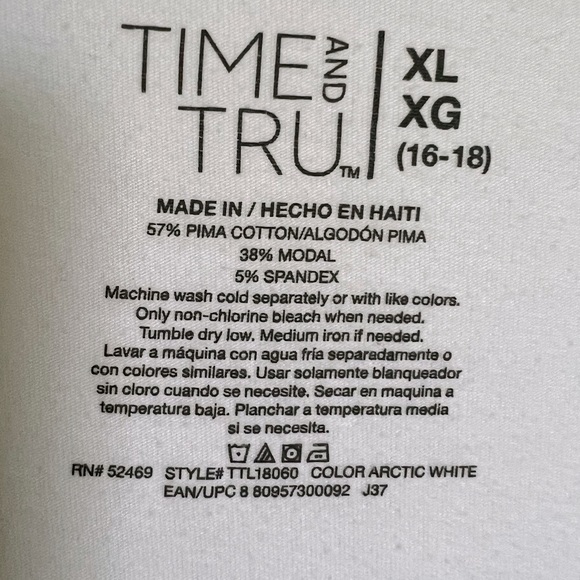 White V-Neck T-Shirt, Size XL - Picture 2 of 3